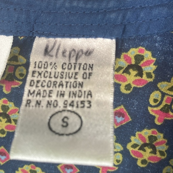 Vtg New Direction boho blouse embroidered pin tuck pleats 1/4 button cotton S - Picture 3 of 9